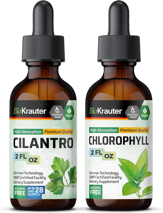 2 Pack of BIO KRAUTER Cilantro and Chlorophyll Tinctures - 2 Fl. Oz. Each