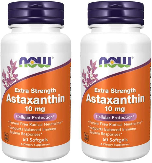 2 Pack of NOW Foods Astaxanthin 10mg SoftGels - 60 Count