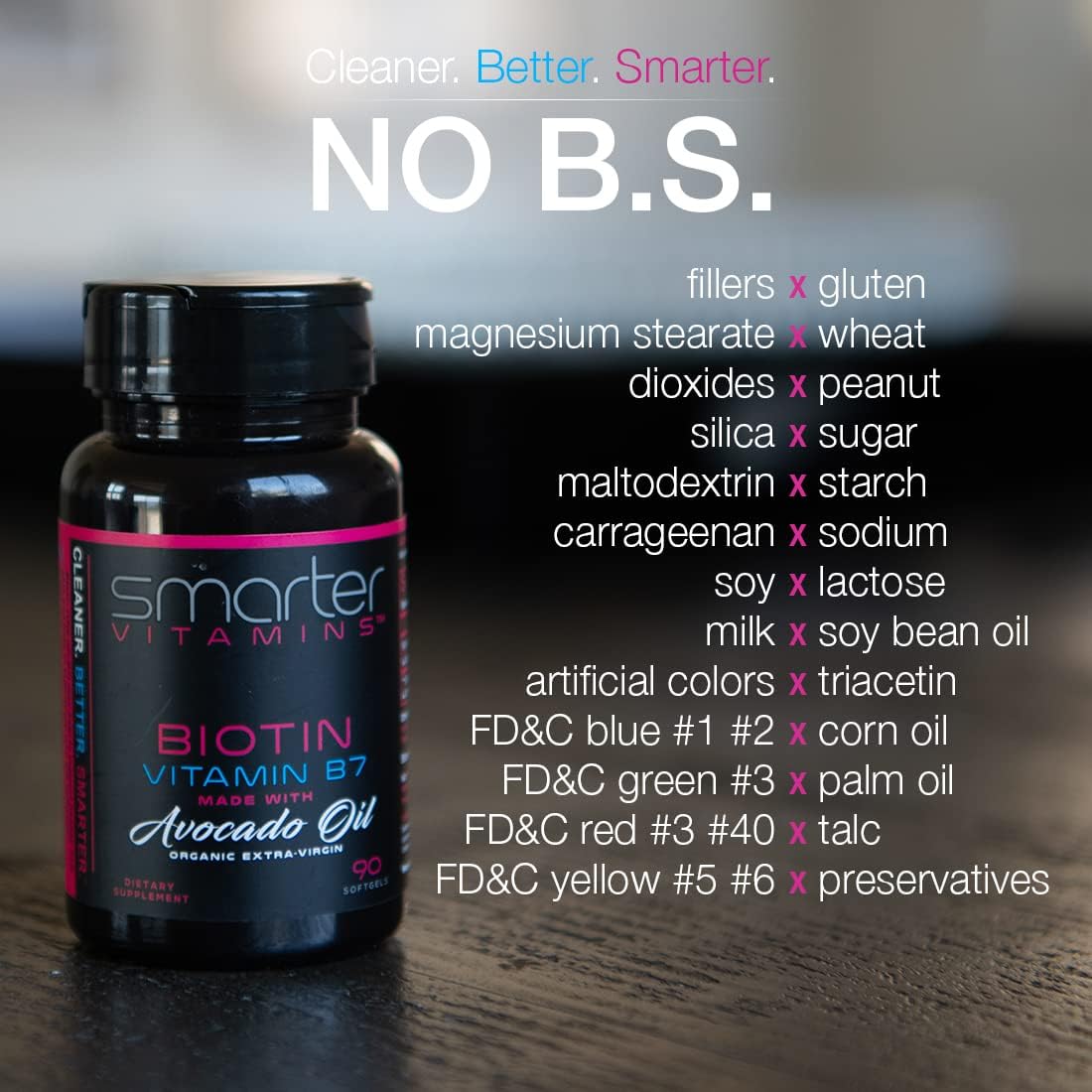 2 Pack of SmarterVitamins Biotin 5000mcg with Avocado Oil - Non-GMO, Vitamin B7 Supplement - 90 Mini Softgels, Soy-Free