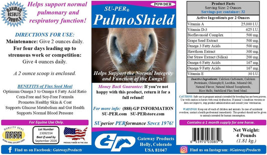 2 Pack of SU-PER PulmoShield Horse Respiratory Supplement for Healthy Lung Function - Horse Vitamins & Minerals - 4 lb. Each