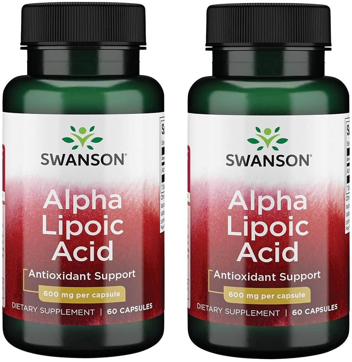 2 Pack of Swanson Alpha Lipoic Acid Capsules, 600mg - Supports Healthy Blood Pressure & Carbohydrate Metabolism - Natural Supplement for Wellness