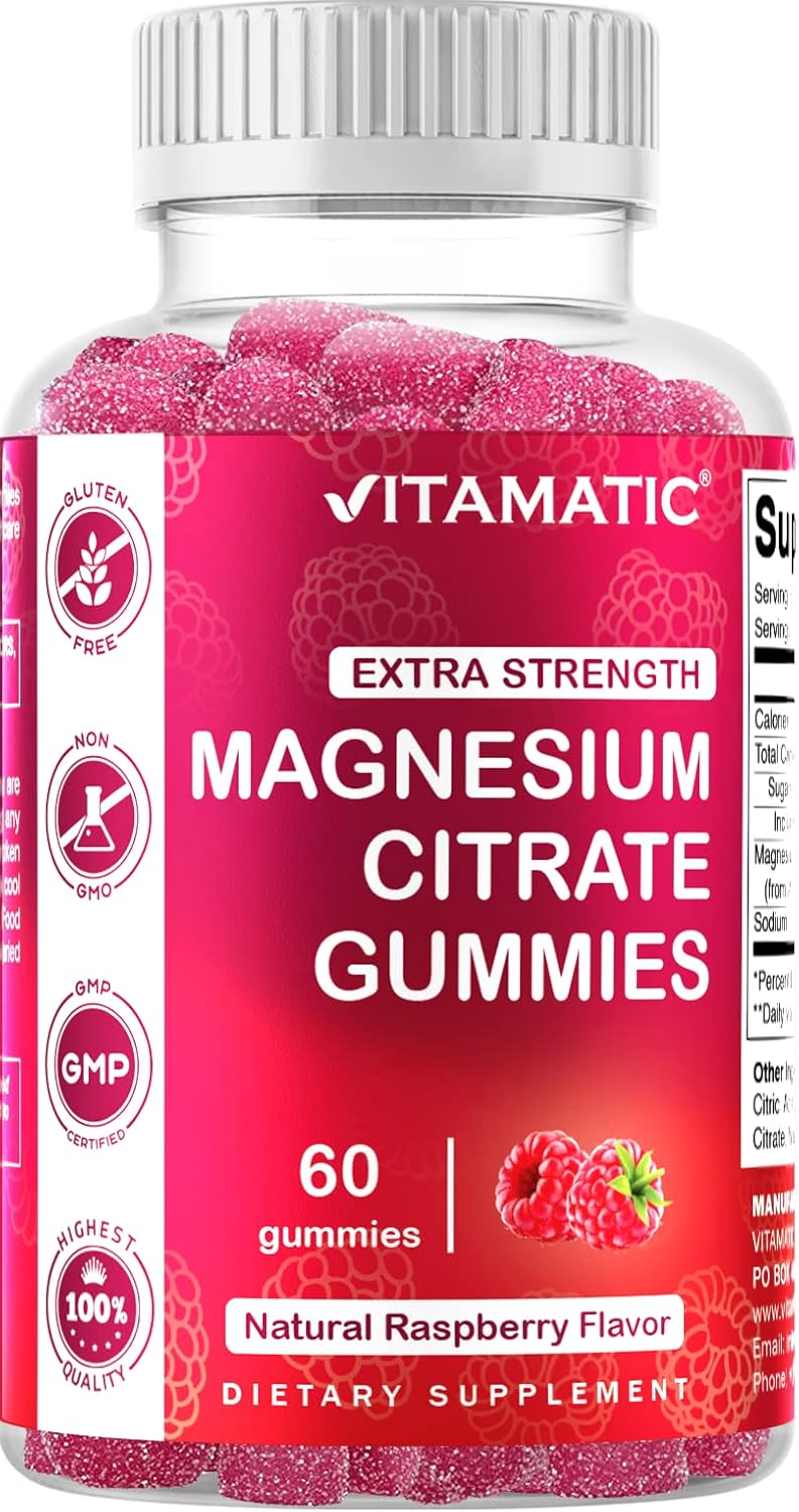 2 Pack of Vitamatic Extra Strength Magnesium Gummies - 255 mg per Serving - 60 Count - Supports Relaxation, Muscle, Bone, & Energy - High Elemental Mg