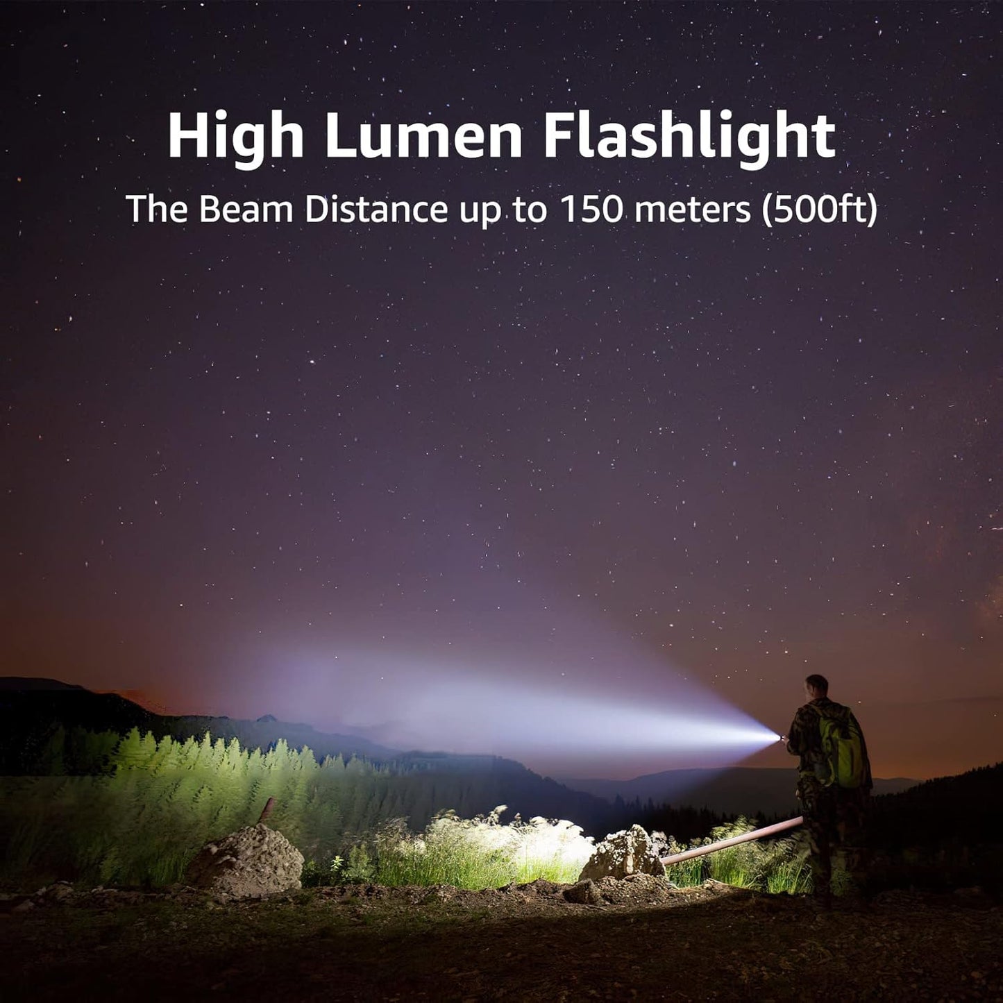 2 Pack of Waterproof LED Flashlights with High Lumens, Zoomable Beam, Adjustable Brightness - Perfect for Outdoor, Emergency, Camping - Includes AAA Batteries