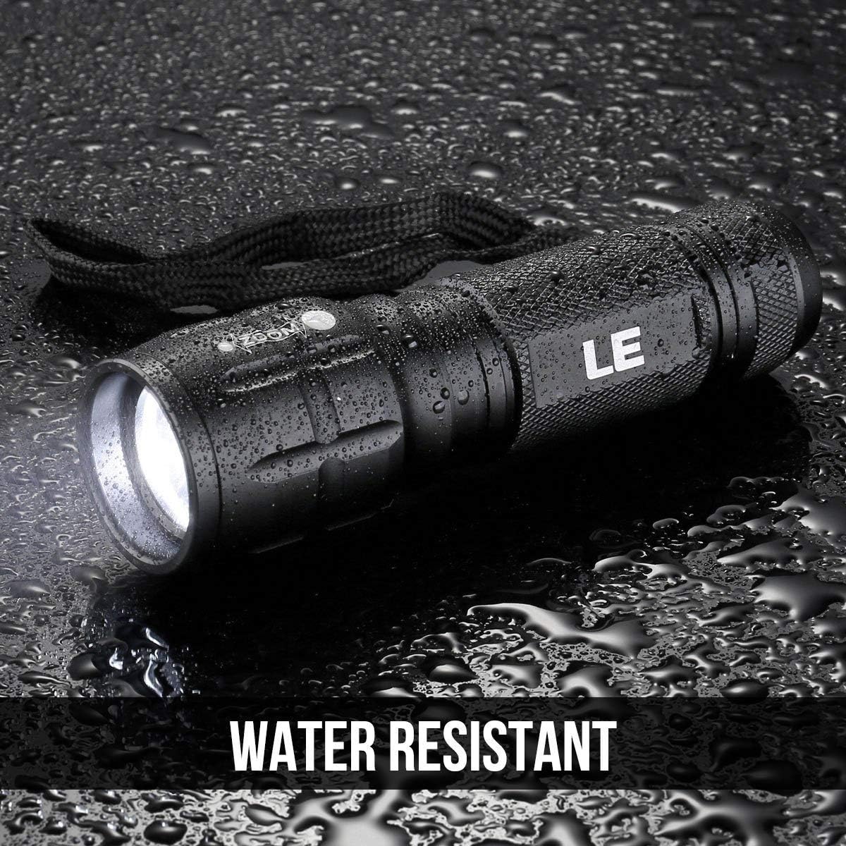 2 Pack of Waterproof LED Flashlights with High Lumens, Zoomable Beam, Adjustable Brightness - Perfect for Outdoor, Emergency, Camping - Includes AAA Batteries