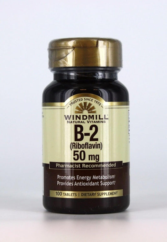 2 Pack of Windmill Vitamin B-2 50 mg Tablets - 100 Tablets in Each Pack