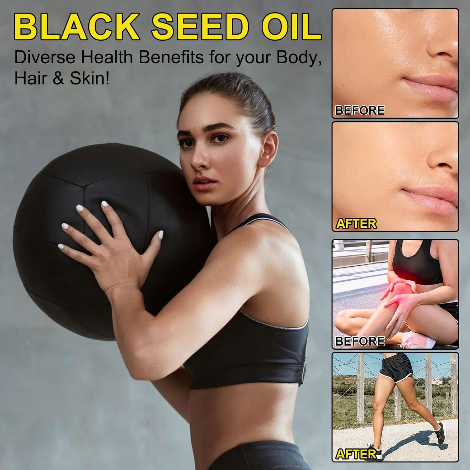 2 Pack Organic Cold Pressed Black Seed Oil for Skin and Hair Care - 100% Pure and Natural Liquid in Glass Bottles (60ML)