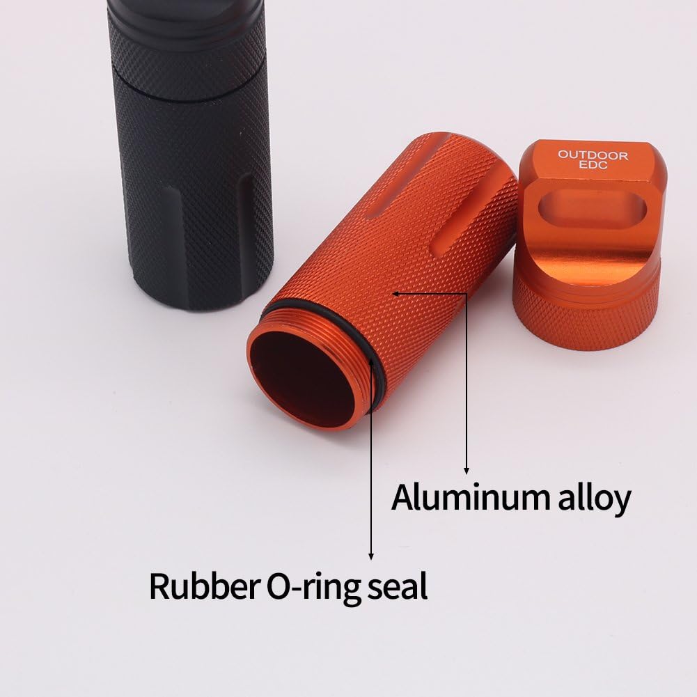 2 Pack Outdoor Waterproof Aluminum Pill Bottle Survival Container Capsule