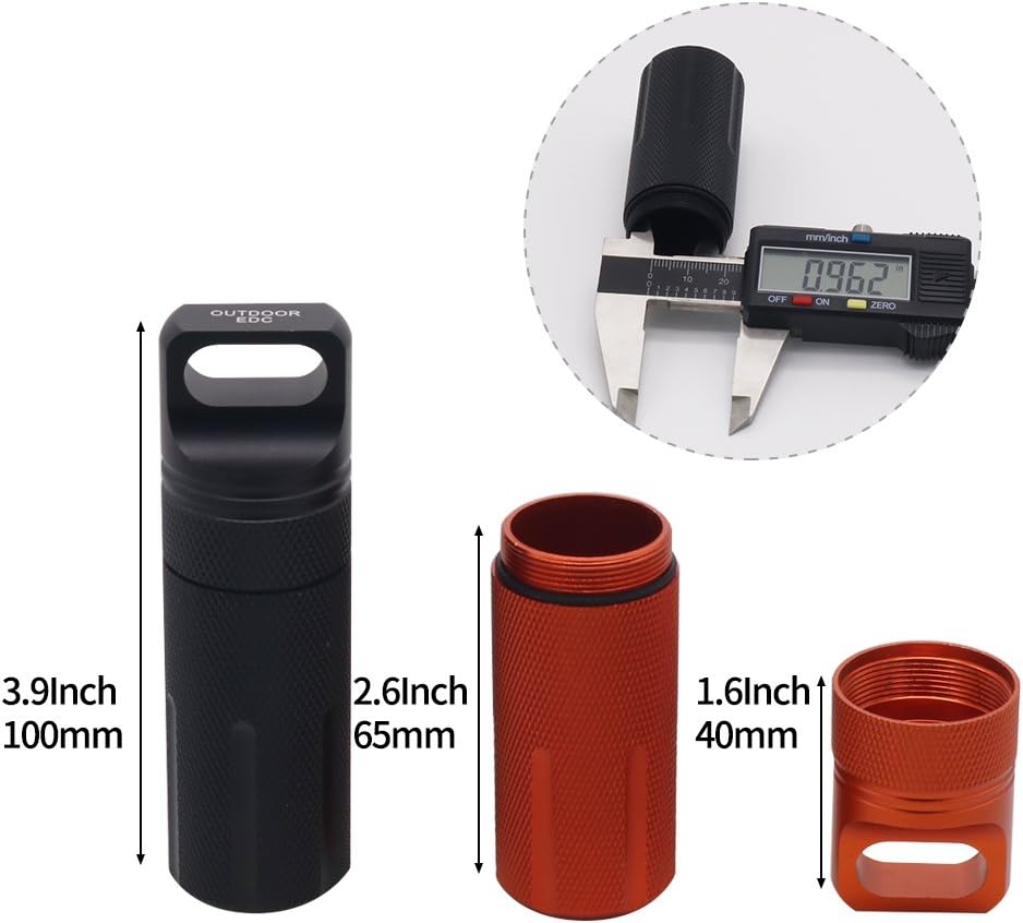 2 Pack Outdoor Waterproof Aluminum Pill Bottle Survival Container Capsule