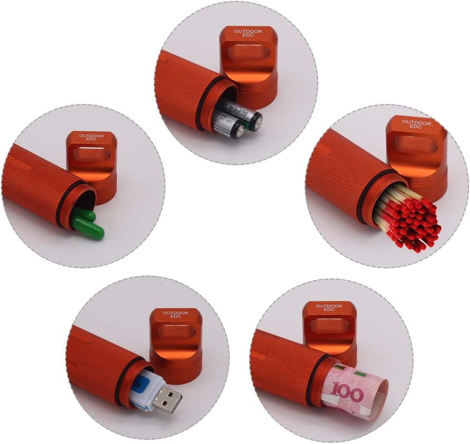 2 Pack Outdoor Waterproof Aluminum Pill Bottle Survival Container Capsule