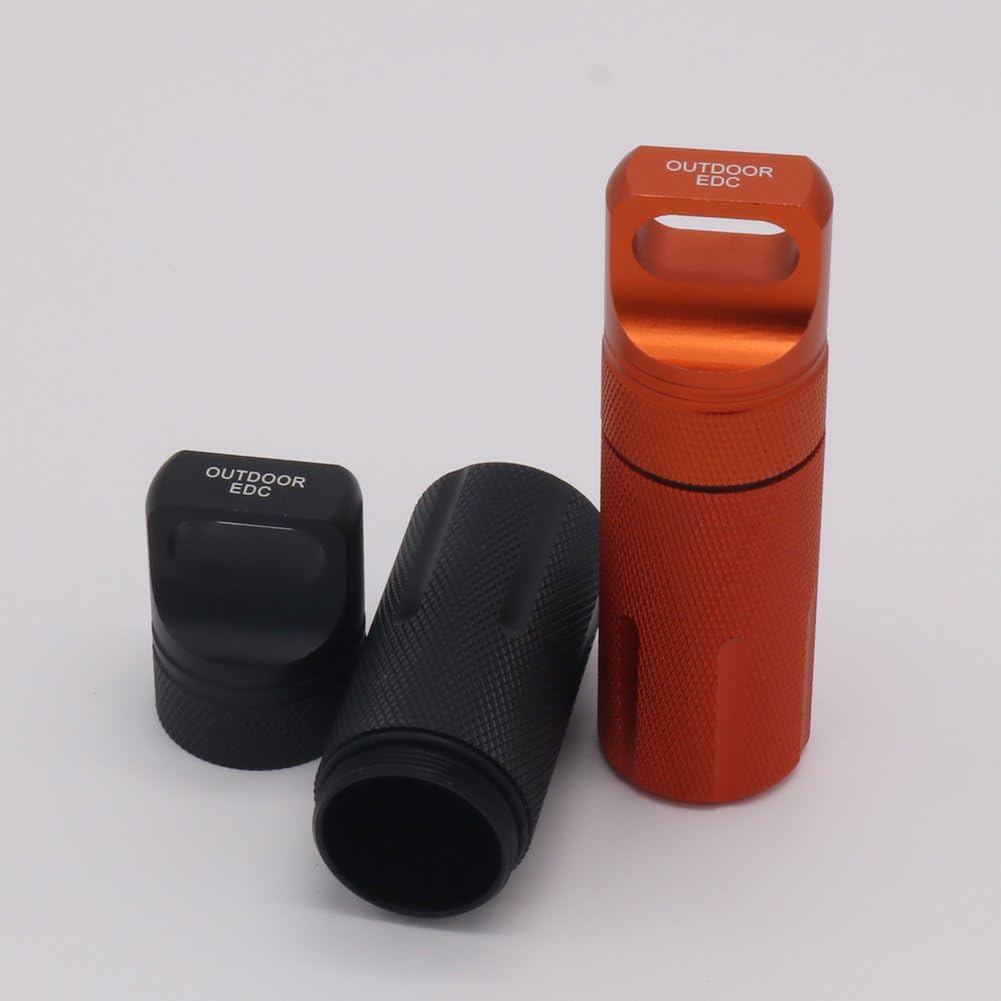 2 Pack Outdoor Waterproof Aluminum Pill Bottle Survival Container Capsule