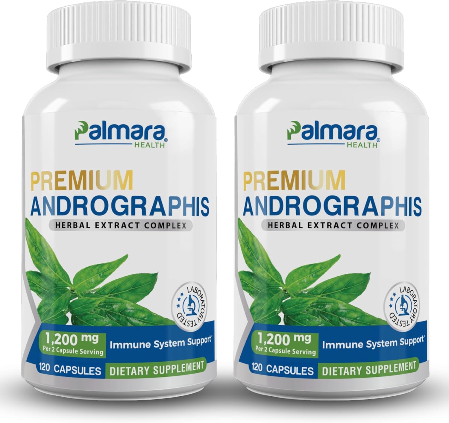 2 Pack Palmara Health Premium Andrographis Paniculata Extract - 1,200mg (100mg Andrographolides) per Serving, Non-GMO, Vegan, Gluten Free