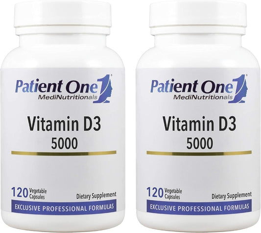 2-Pack Patient One Vitamin D3 5,000 IU Capsules for Immune, Heart, and Bone Health