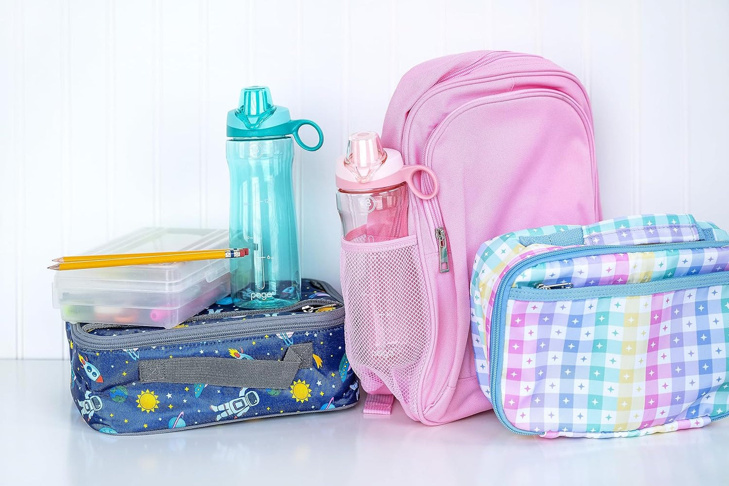 2-Pack Pogo Plastic Water Bottles with Carry Handle - BPA Free, Reusable, Dishwasher Safe - Ideal for Travel, School, Outdoors, Gym - 18oz, 32oz