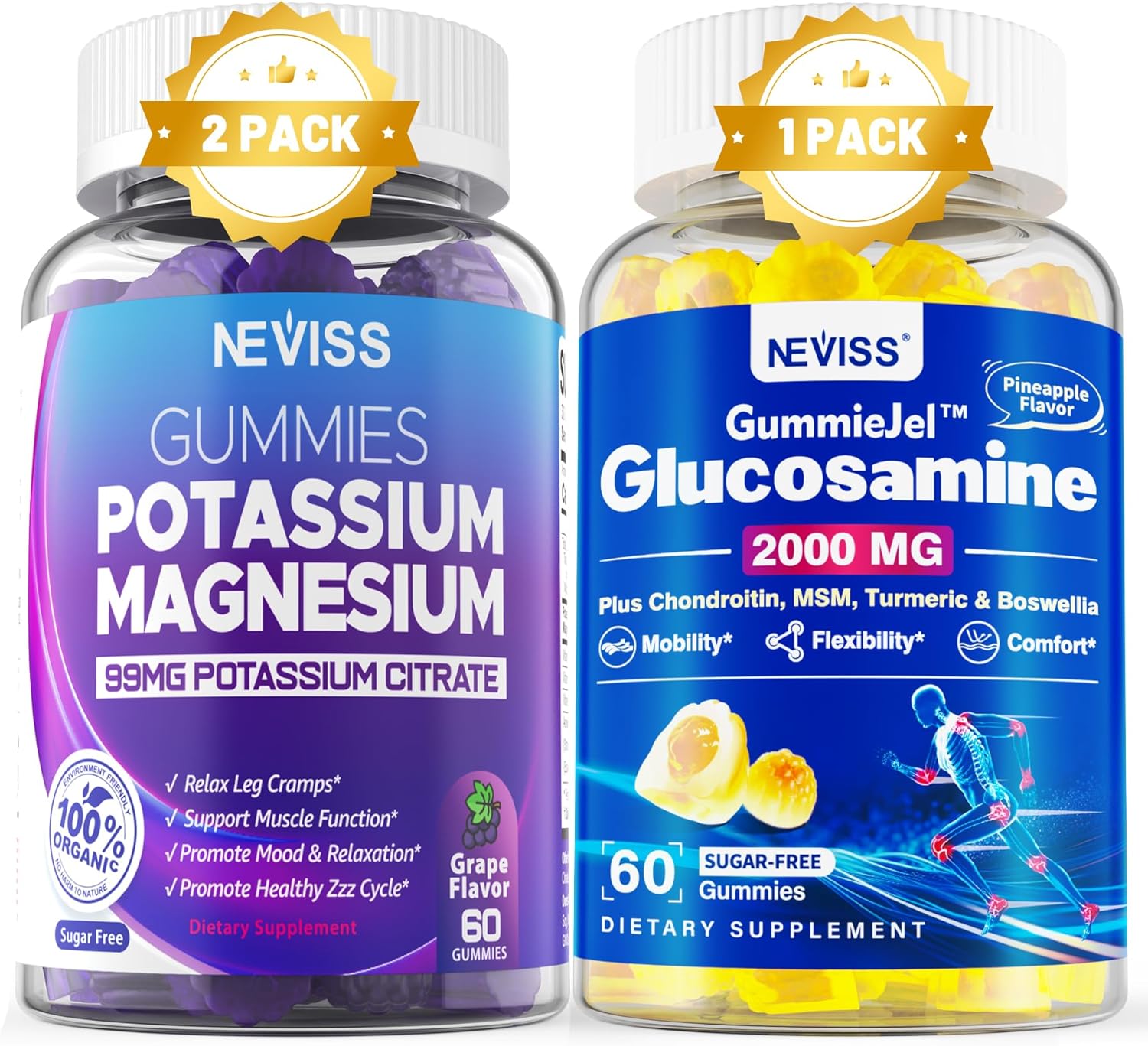 2-Pack Potassium Magnesium Gummies with Glucosamine - 3-Pack Bundle