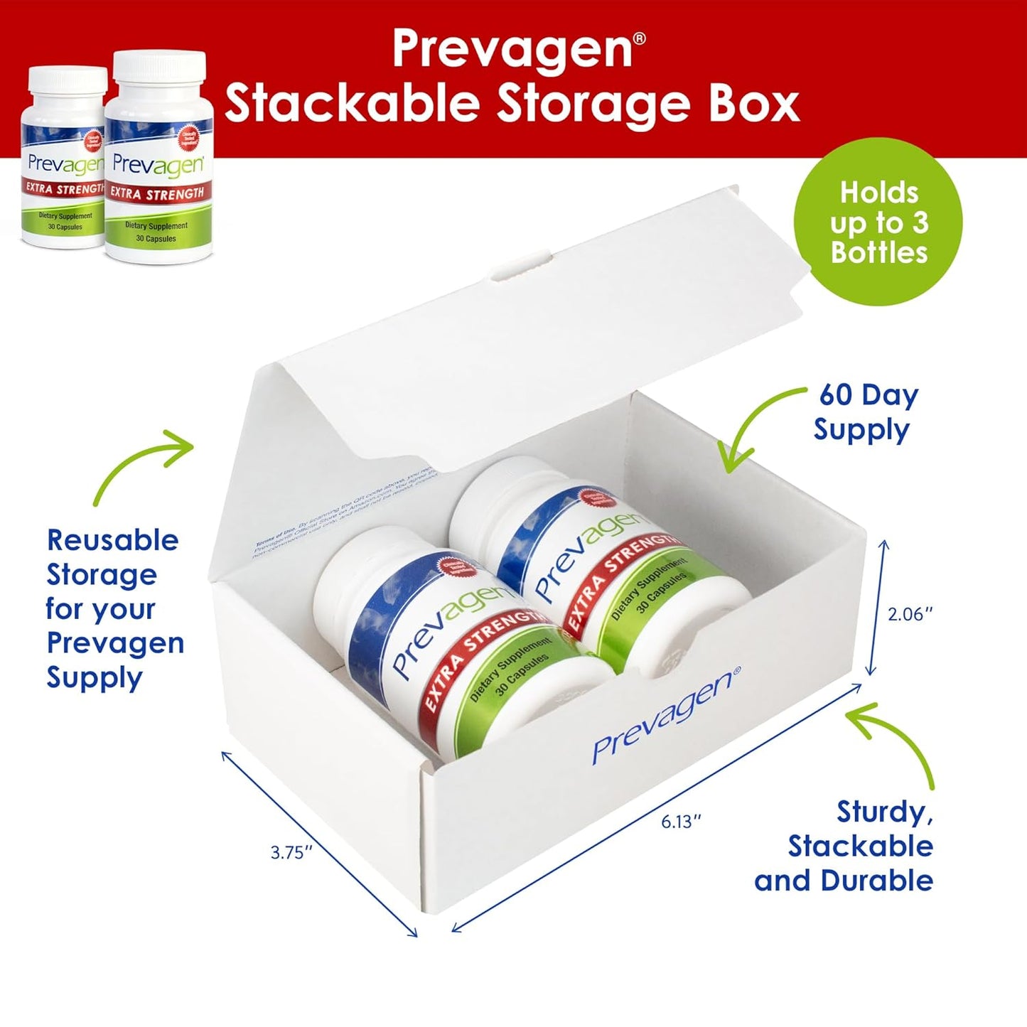 2 Pack Prevagen Extra Strength 20mg Capsules with Apoaequorin & Vitamin D - Includes Stackable Storage Box