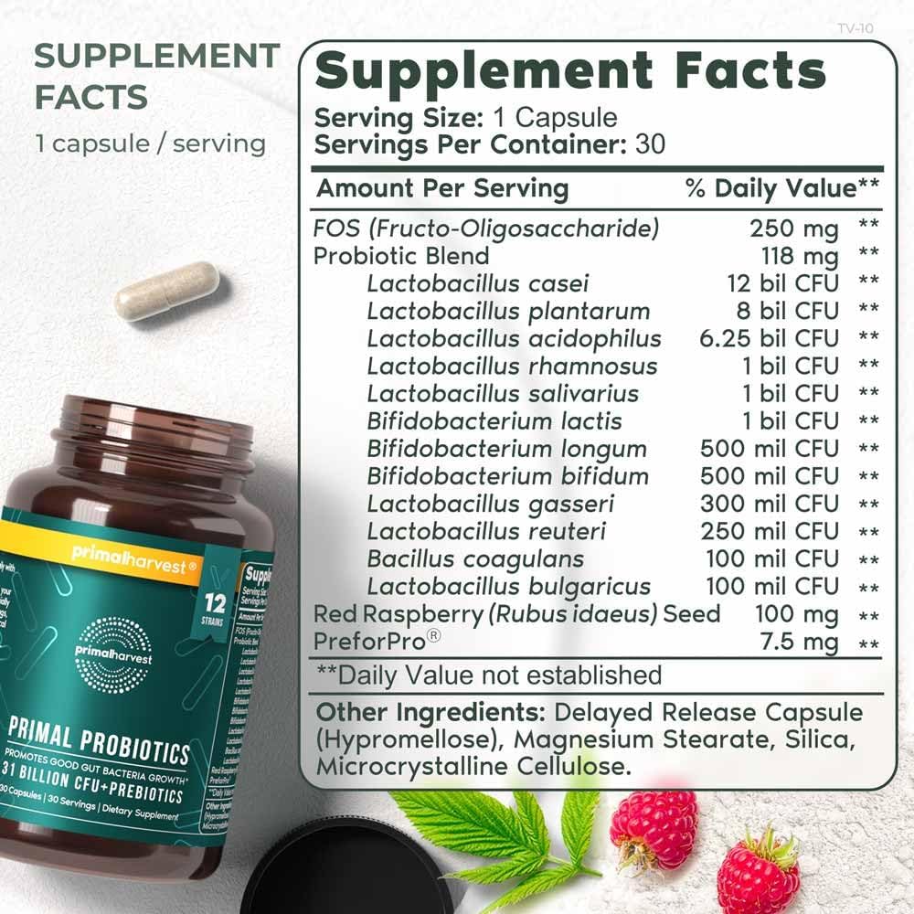 2 Pack Primal Probiotics for Women & Men - 30 Oral Capsules, PREbiotics and PRObiotics, 12 Dynamic Strains for Gut & Digestive Health