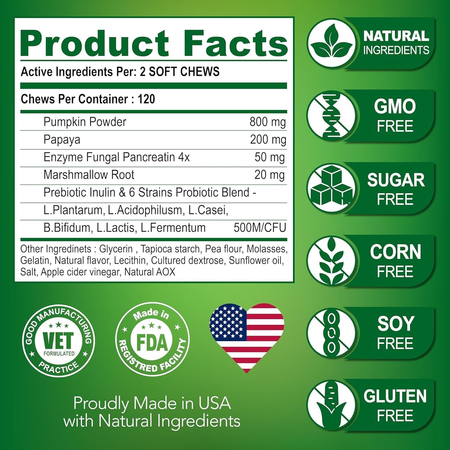 2 Pack Probiotic Chews for Dogs - Supports Gut Health, Skin Allergies, Immunity - Digestive Enzymes, Prebiotics for Diarrhea, Gas - 240 Dog Probiotics for Yeast Balance