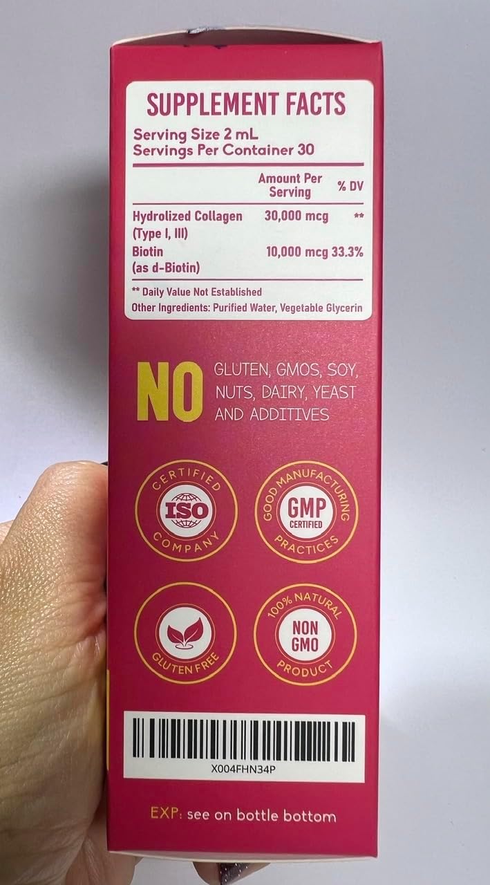2 Pack PureRootss Liquid Collagen & Biotin 2 Fl Oz - 40000 mcg Hair Skin Nails Supplement for Women - Hydrolized Collagen Peptides - Sugar Free - Raspberry Flavor