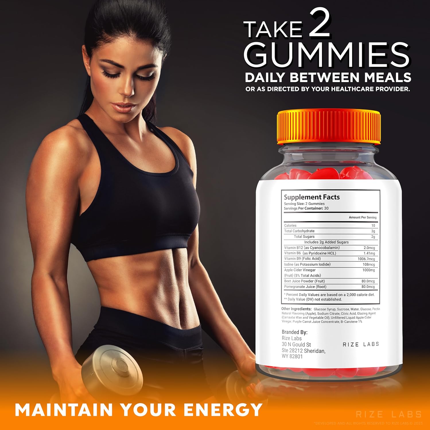 2-Pack Rize Labs Ignite Keto ACV Gummies - Advanced Slimming Formula Supplement (120 Gummies)