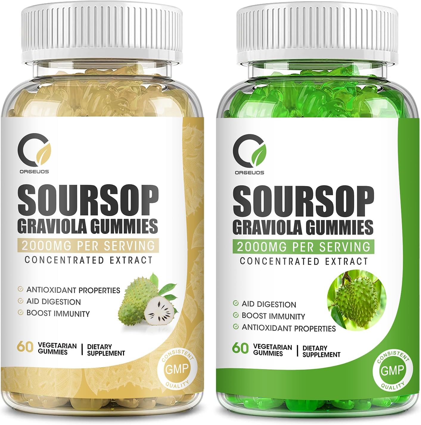 2-Pack Soursop Graviola Gummies for Cell Support, Immunity, Liver & Antioxidant - Gluten Free, Vegan-Friendly