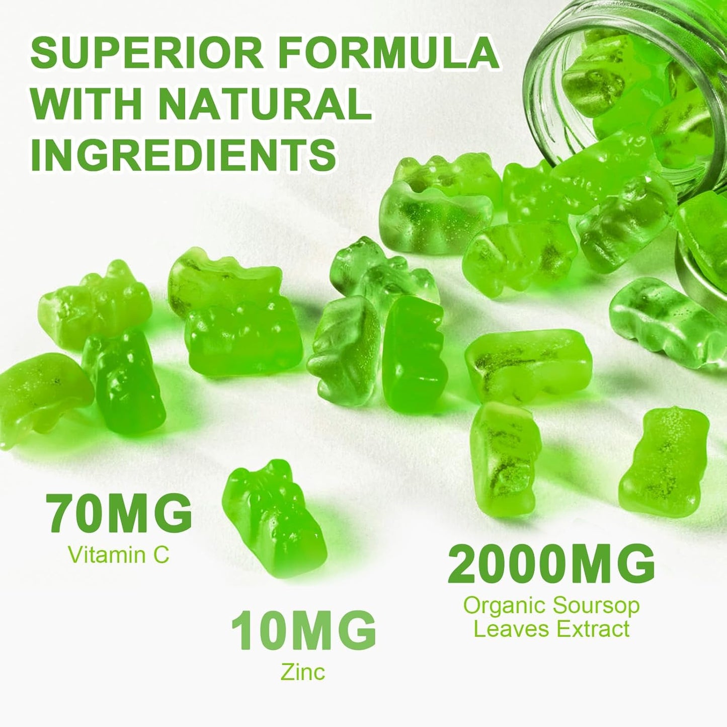2-Pack Soursop Graviola Gummies for Cell Support, Immunity, Liver & Antioxidant - Gluten Free, Vegan-Friendly