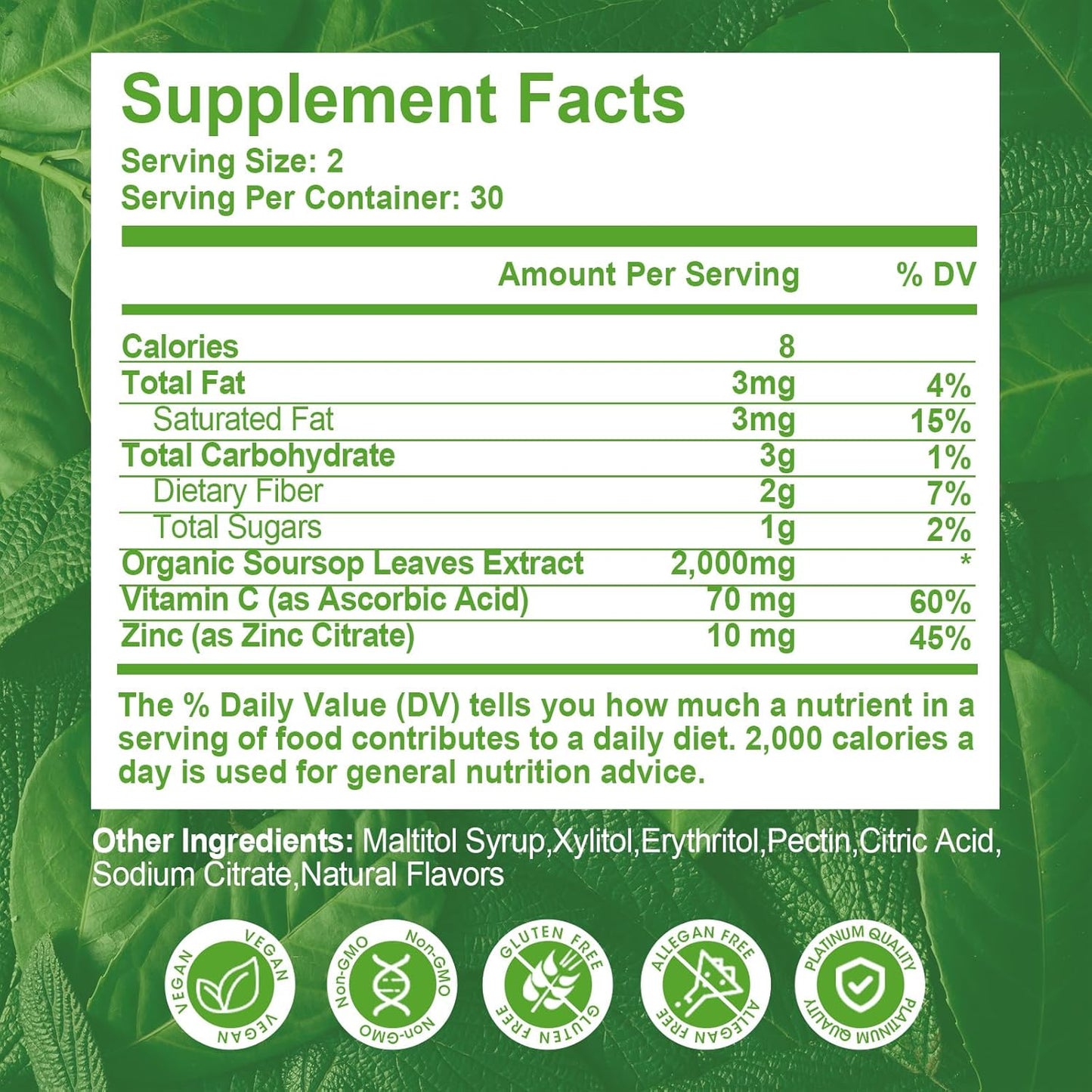 2-Pack Soursop Graviola Gummies for Cell Support, Immunity, Liver & Antioxidant - Gluten Free, Vegan-Friendly