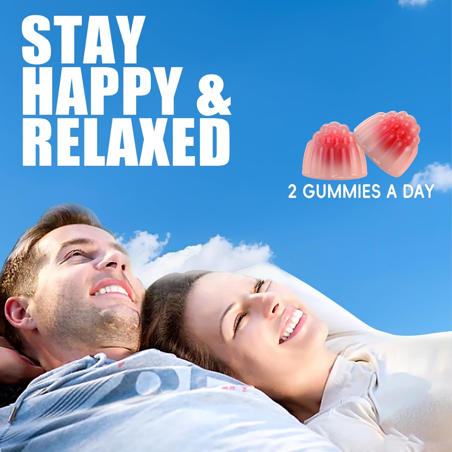 2 Pack Sugar Free Ashwagandha Gummies 2400mg with L-theanine, GABA, Lemon Balm - Calm, Zzzs, Energy Support - Mixed Berries - 120 Count