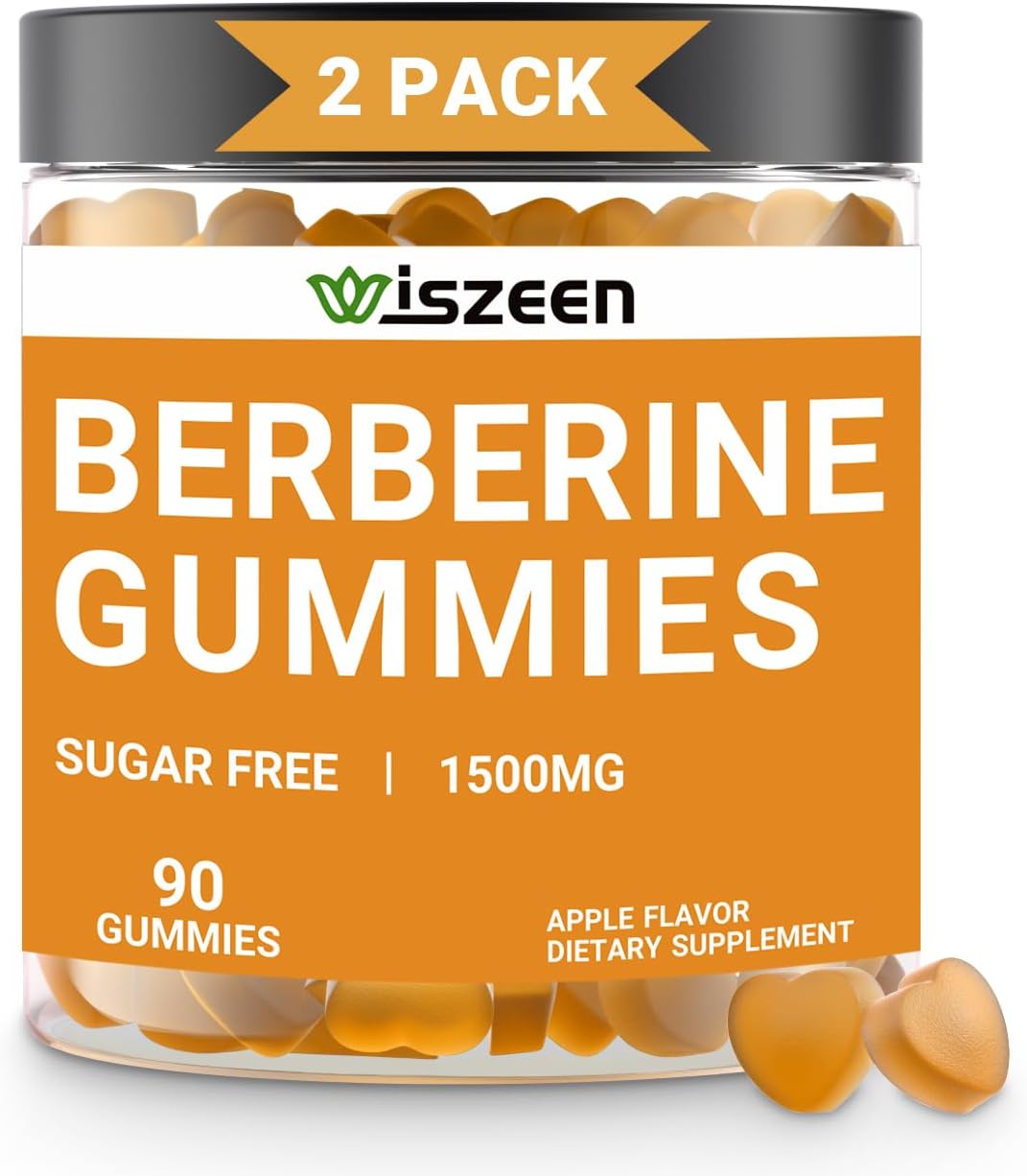 2 Pack Sugar-Free Berberine Gummies with Ceylon Cinnamon - 1500mg Berberine Supplement for Adults