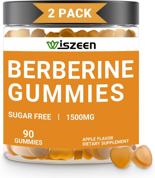 2 Pack Sugar-Free Berberine Gummies with Ceylon Cinnamon - 1500mg Berberine Supplement for Adults