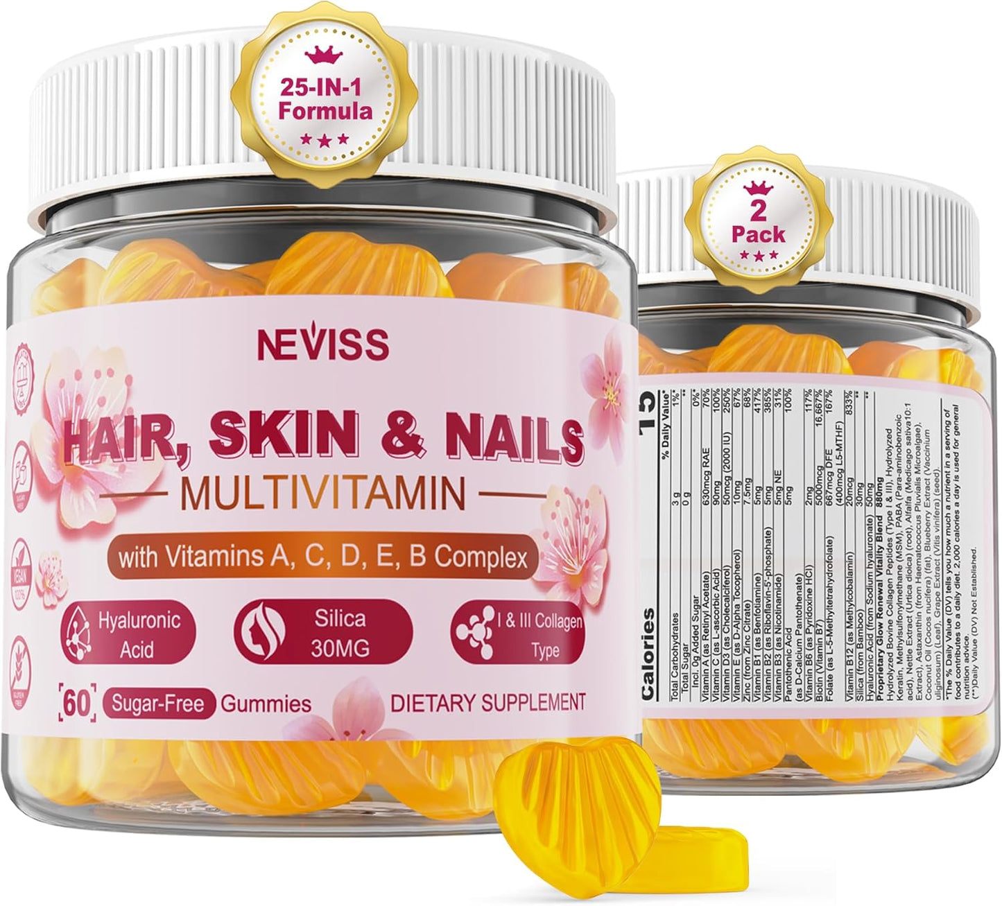 2-Pack Sugar-Free Nevis Myo-Inositol & D-Chiro Inositol Gummies + Multivitamin for Women Gummies