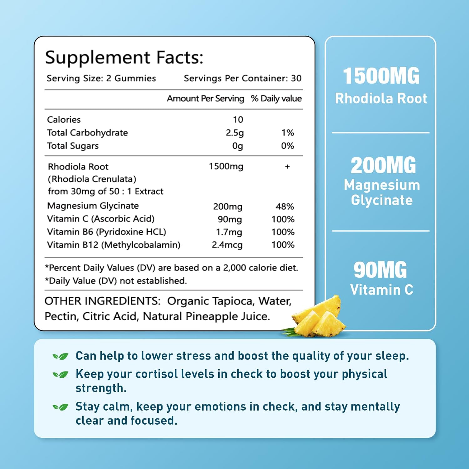 2 Pack Sugar-Free Rhodiola Rosea Gummies - Adaptogenic Supplement for Stamina, Mood, and Motivation - Non-GMO, Vegan - 120 Count