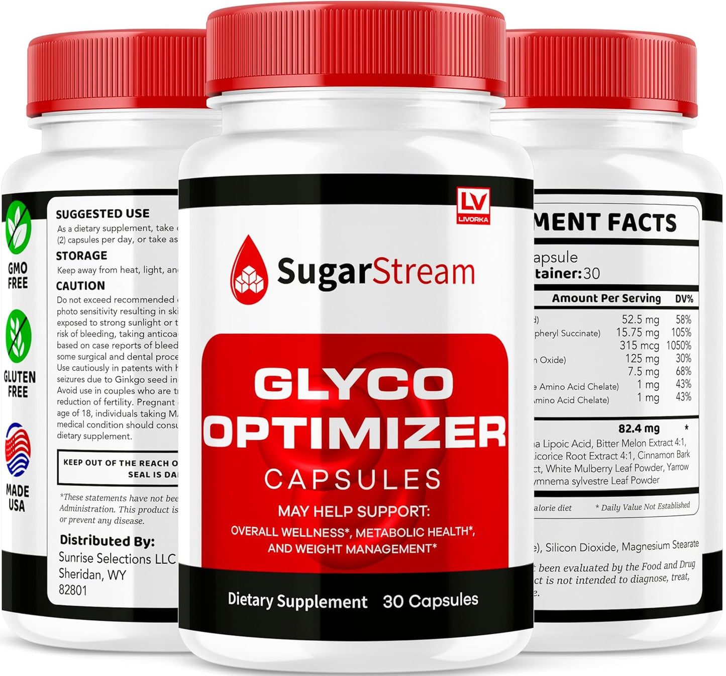 2 Pack SugarStream Glyco Optimizer Capsules - Glycogen Sugar Stream Supplement for Blood Support, 60 Capsules