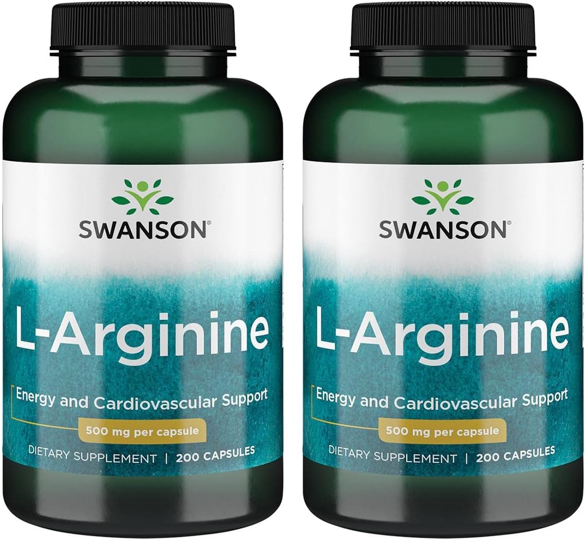 2 Pack Swanson Amino Acid L-Arginine 500mg 200 Capsules - Total 400 Capsules