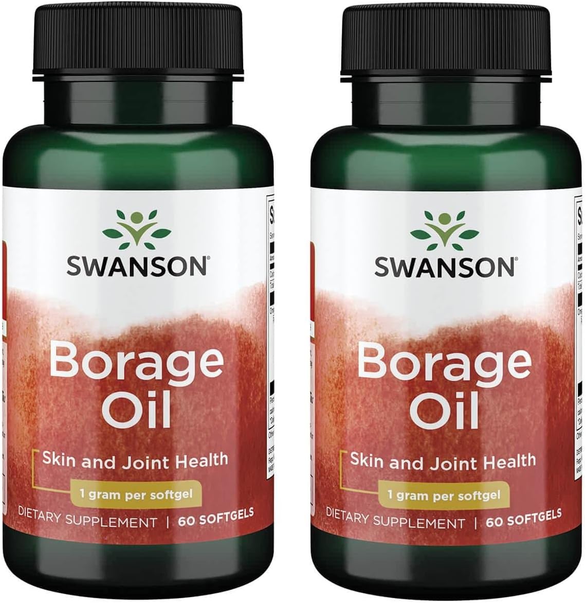 2-Pack Swanson Borage Oil GLA (Omegatru) 1000mg 60 Softgels - Omega-6 Fatty Acids Supplement