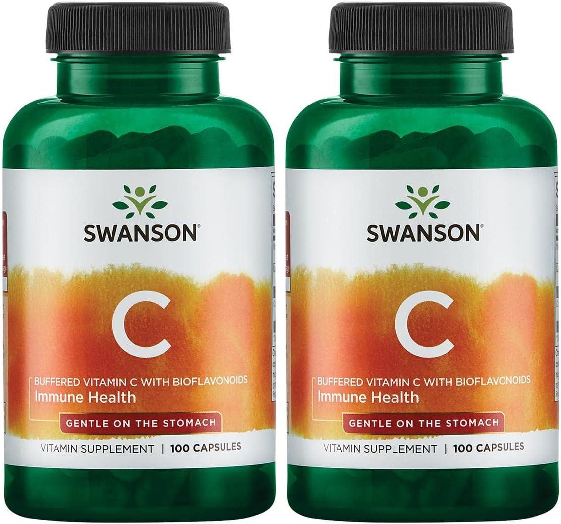 2 Pack Swanson Buffered Vitamin C with Bioflavonoids 500mg - 100 Capsules per Bottle