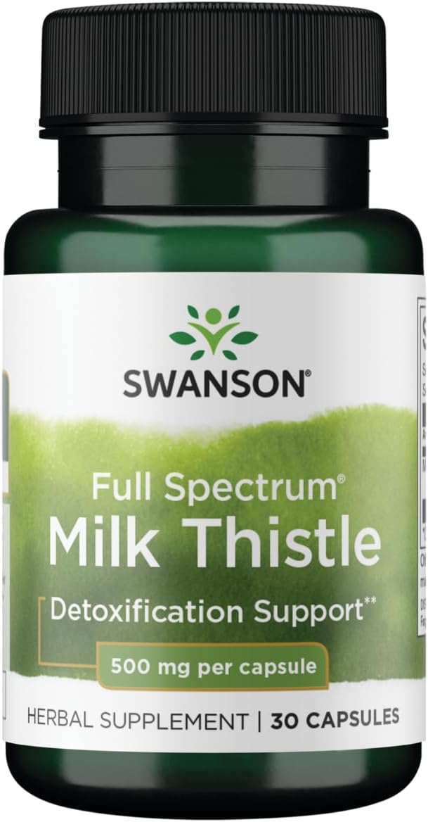 2 Pack Swanson Full Spectrum Milk Thistle 500mg 30 Capsules - Liver Support Supplement