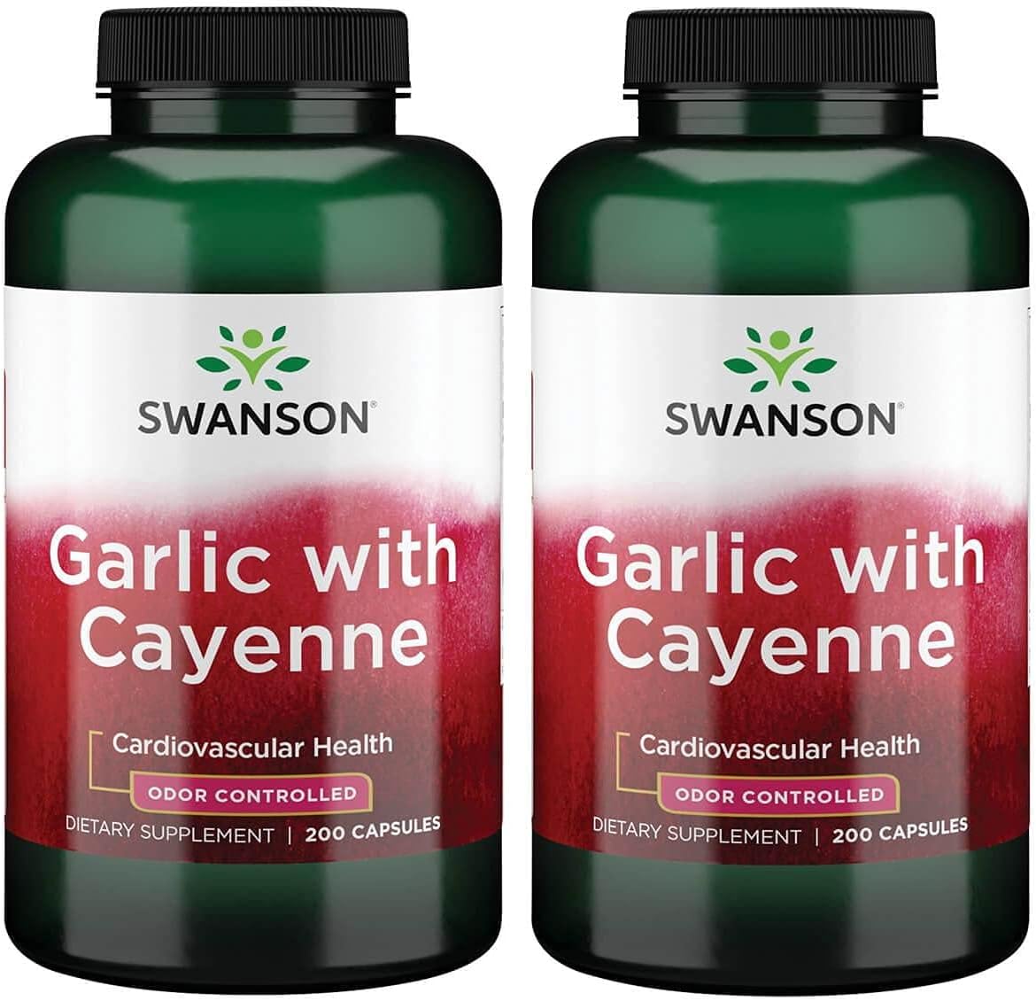 2 Pack Swanson Garlic with Cayenne 200 Capsules - Immune Support Supplement
