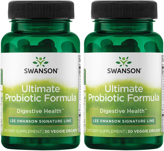 2 Pack Swanson Ultimate Probiotic Formula with 66 Billion CFU, Prebiotic NutraFlora, and scFOS for Digestive and Immune System Support