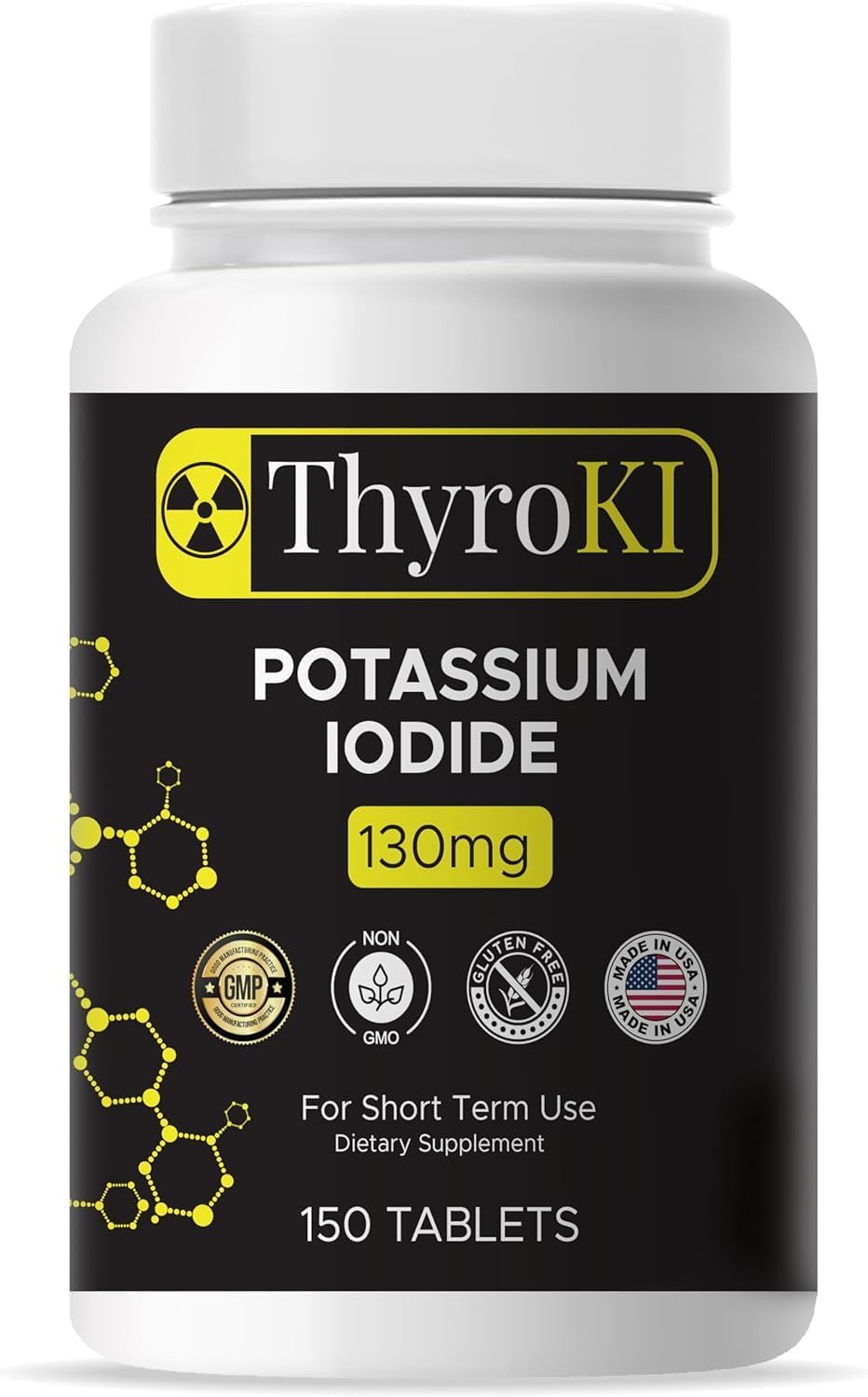 2-Pack ThyroKI Potassium Iodide Tablets 130mg (300 Tablets) - Fast Dissolving Thyroid Support Pills, Non-GMO Iodine Supplement for Emergency Survival