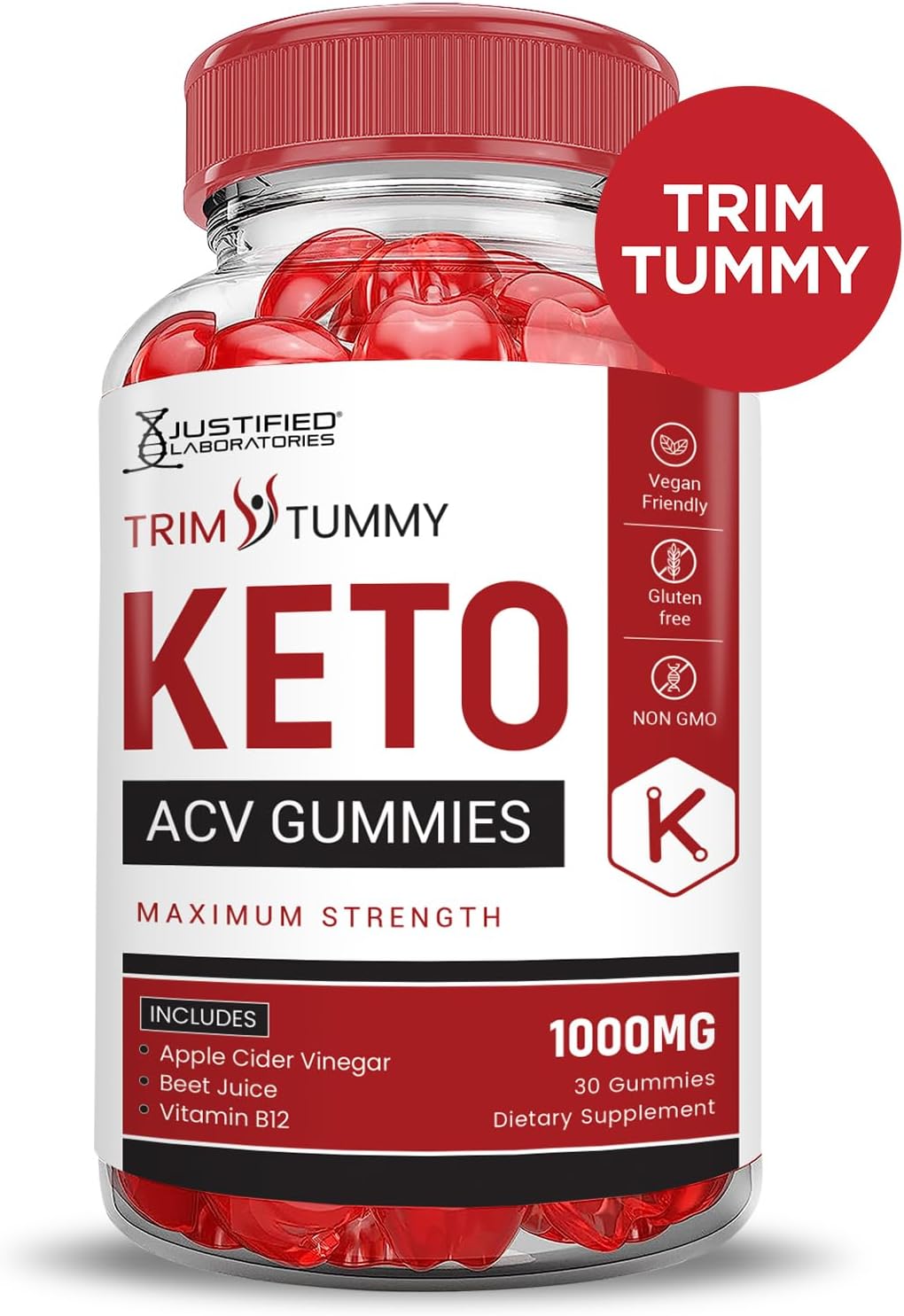 2 Pack Trim Tummy Keto ACV Gummies with Pomegranate Beet Juice - 1000MG Advanced Formula - Vegan Non GMO - 120 Gummys