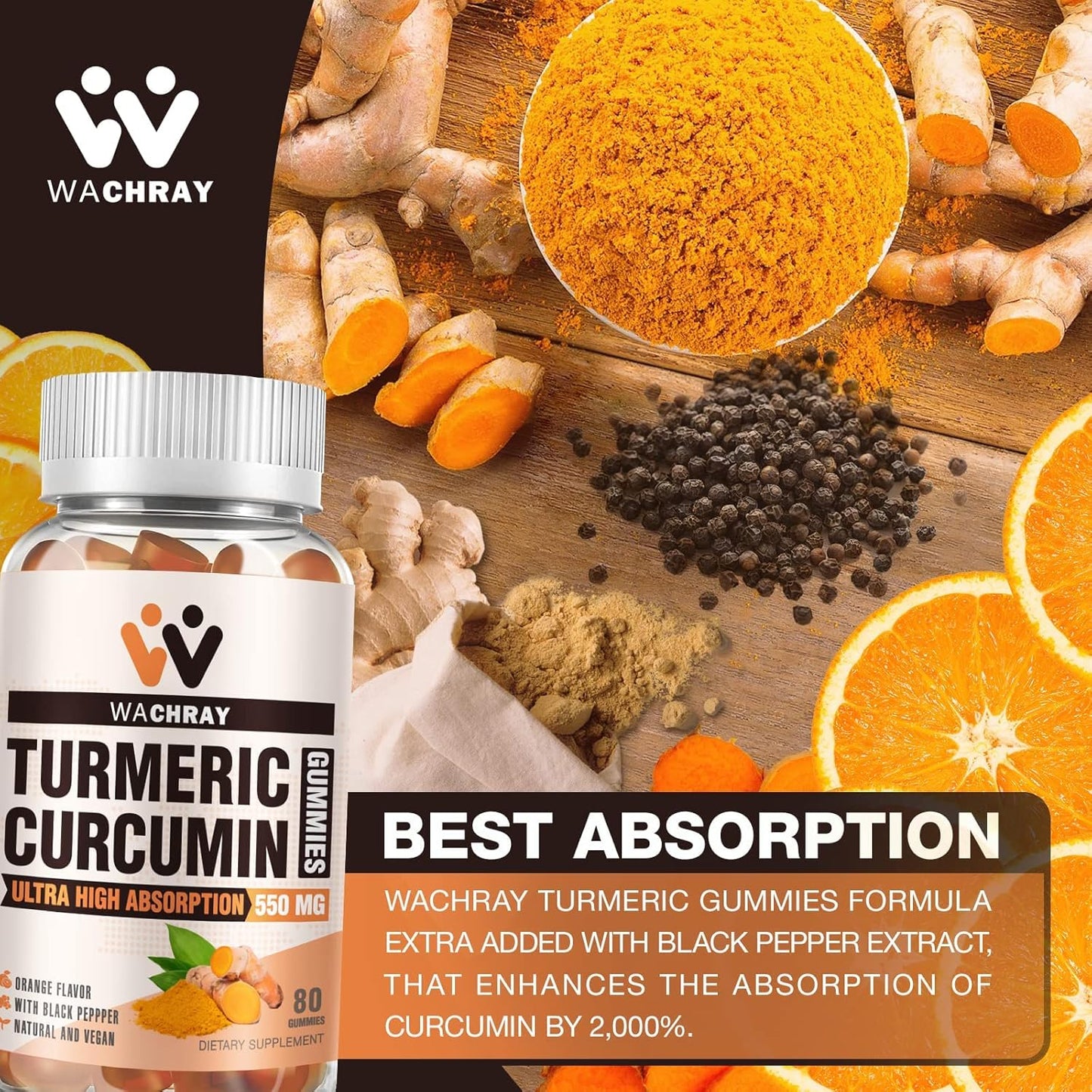 2 Pack Turmeric Curcumin Gummies with Ginger & Black Pepper Extract - Pain & Inflammation Support for Joints, Weight & Health - Vegan & Organic - Adults & Kids