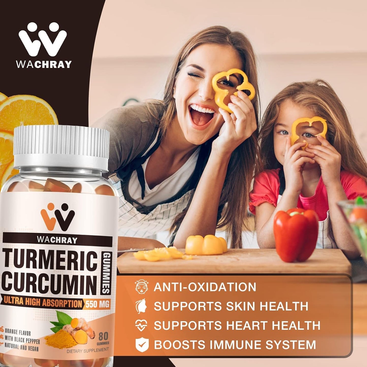 2 Pack Turmeric Curcumin Gummies with Ginger & Black Pepper Extract - Pain & Inflammation Support for Joints, Weight & Health - Vegan & Organic - Adults & Kids
