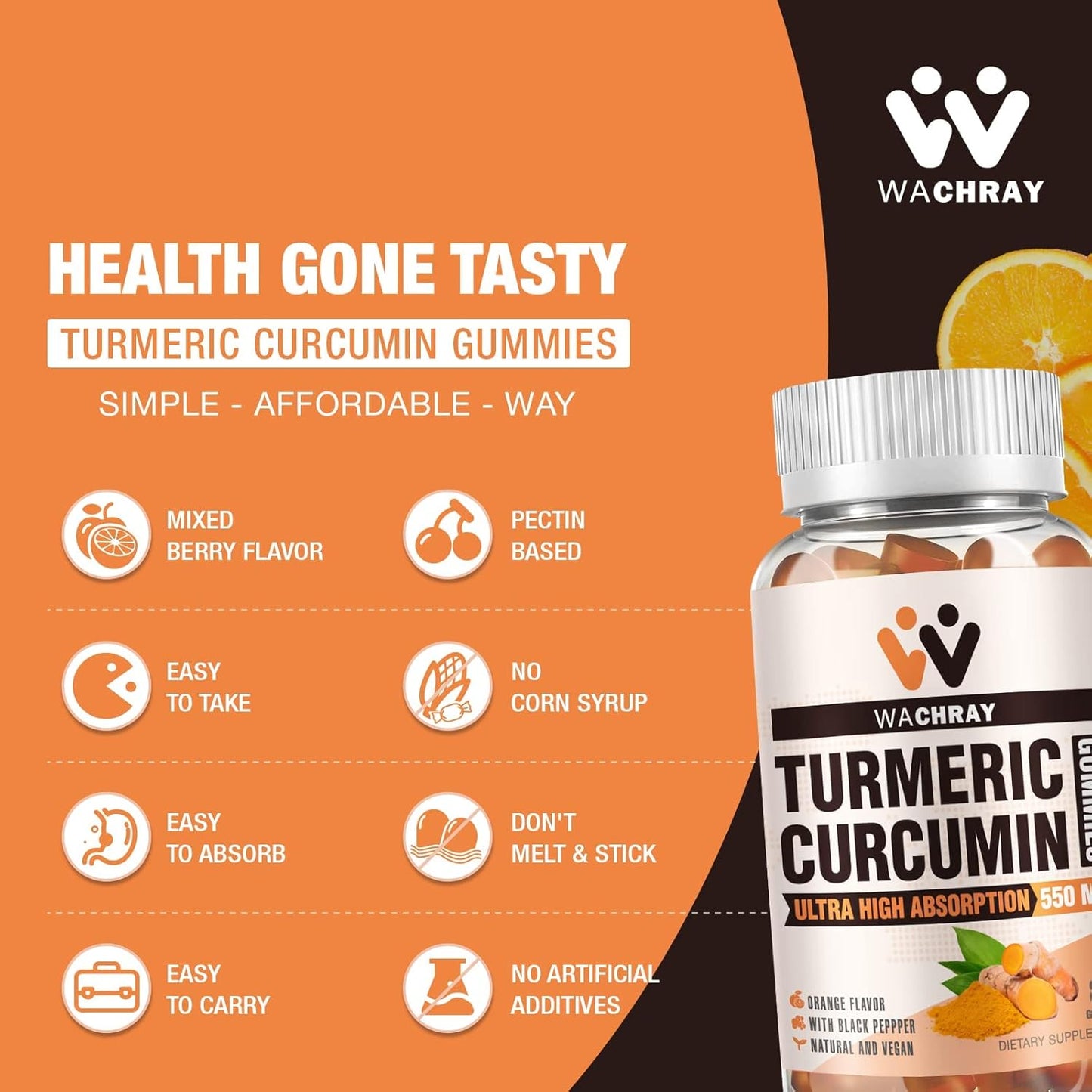 2 Pack Turmeric Curcumin Gummies with Ginger & Black Pepper Extract - Pain & Inflammation Support for Joints, Weight & Health - Vegan & Organic - Adults & Kids