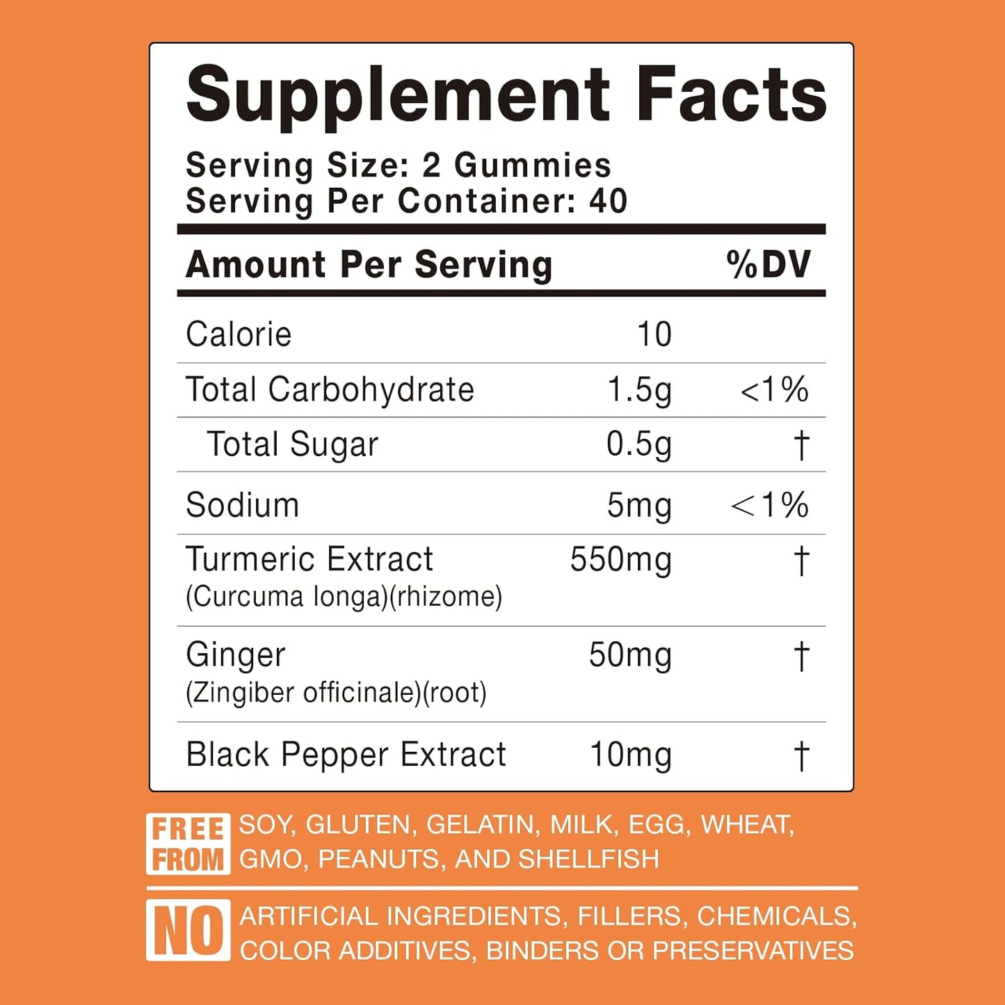 2 Pack Turmeric Curcumin Gummies with Ginger & Black Pepper Extract - Pain & Inflammation Support for Joints, Weight & Health - Vegan & Organic - Adults & Kids