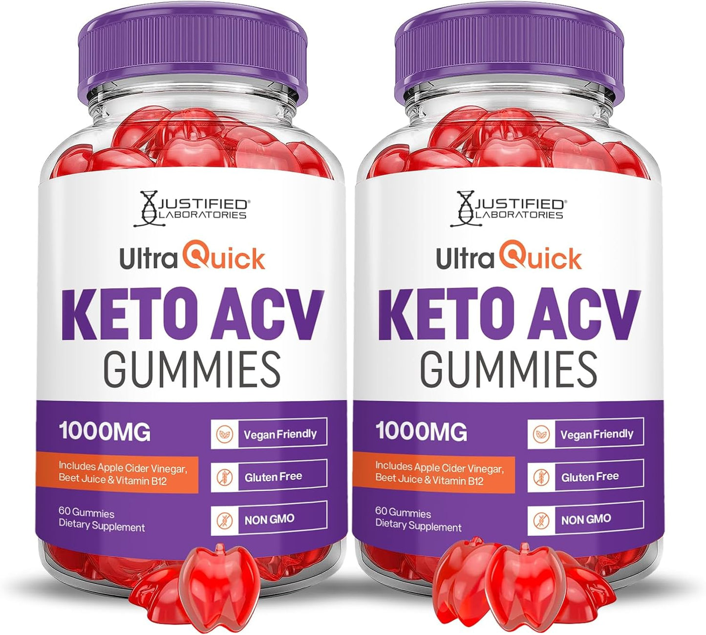 2 Pack Ultra Quick Keto ACV Gummies - Advanced Formula 1000MG with Pomegranate Beet Juice Powder and B12 - Vegan Non GMO - 120 Gummys - BoostGo Australia