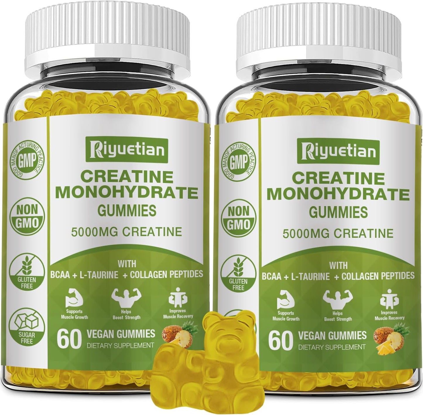 2-Pack Vegan Gluten-Free Creatine Monohydrate for Muscle Growth & Recovery - 120 Count - Men & Women - Strength & Energy Booster