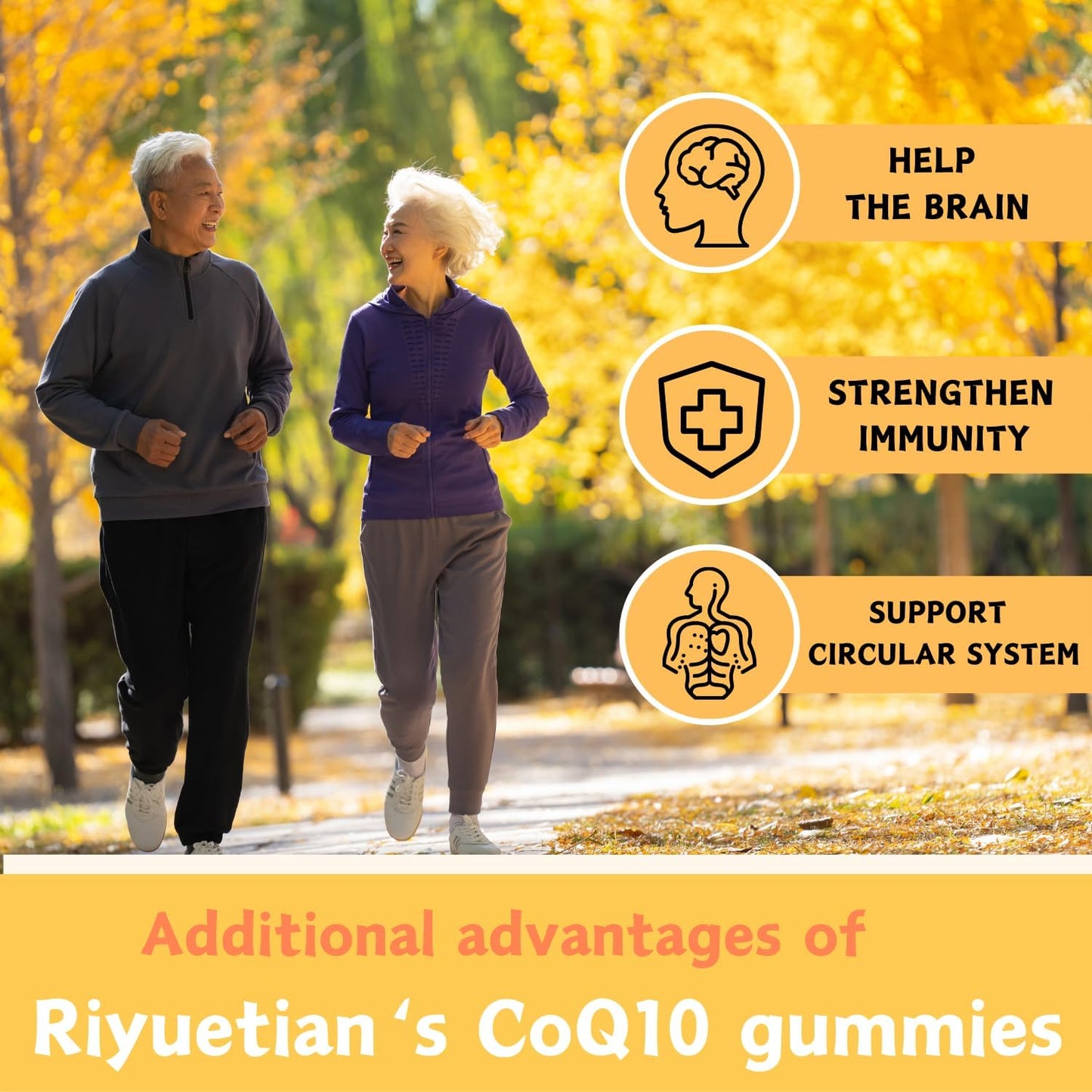 2 Pack Vegan Orange Flavored CoQ10 Gummies for Women & Men - Extra Strength CoQ10 Supplement - Riyuetian Gummies with Ubiquinol