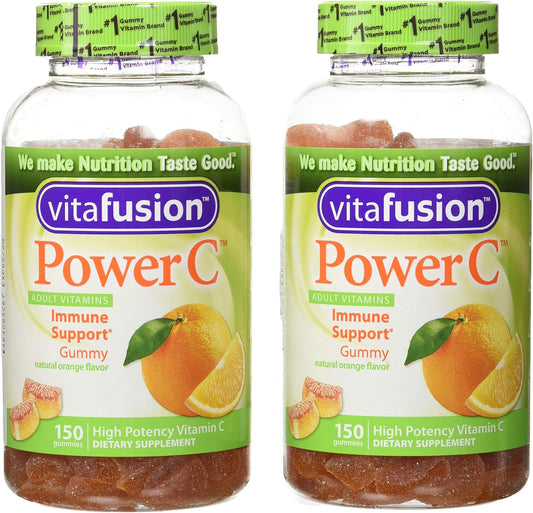 2 Pack Vitafusion Power C Adult Vitamin Gummies - Natural Orange Flavor, 300 Gummies for Immune Support
