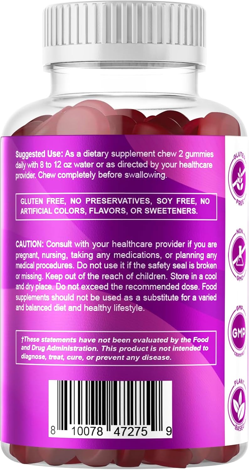 2 Pack Vitamatic Vitamin B6 100mg Gummies - Strawberry Flavor - 60 Pectin Based Gummies for Nervous System Support