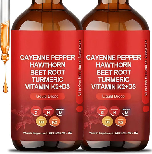 2-Pack Ysoibva Cayenne Pepper Liquid Drops - 60ml Natural Cayenne Extract Drops